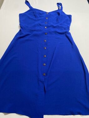 NWOT Fortune + Ivy Alaia Button-Front Midi Dress in Royal Blue - Size Large
